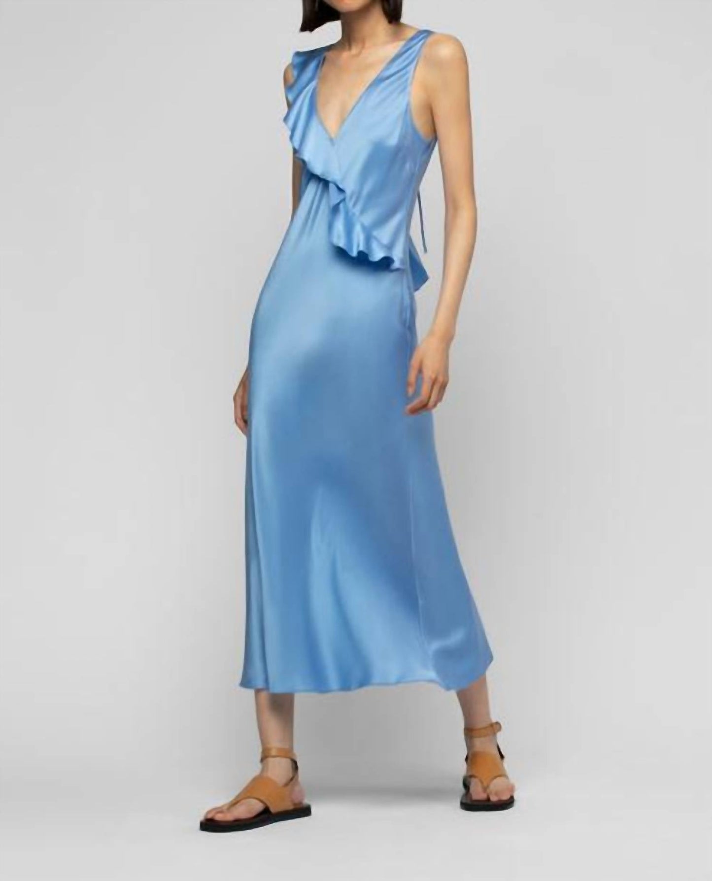 Rarthemis Midi-Seidenkleid mit Rüschen