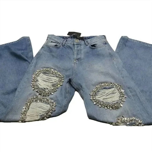 Women's Denim Skater Wide Leg Distressed Jean