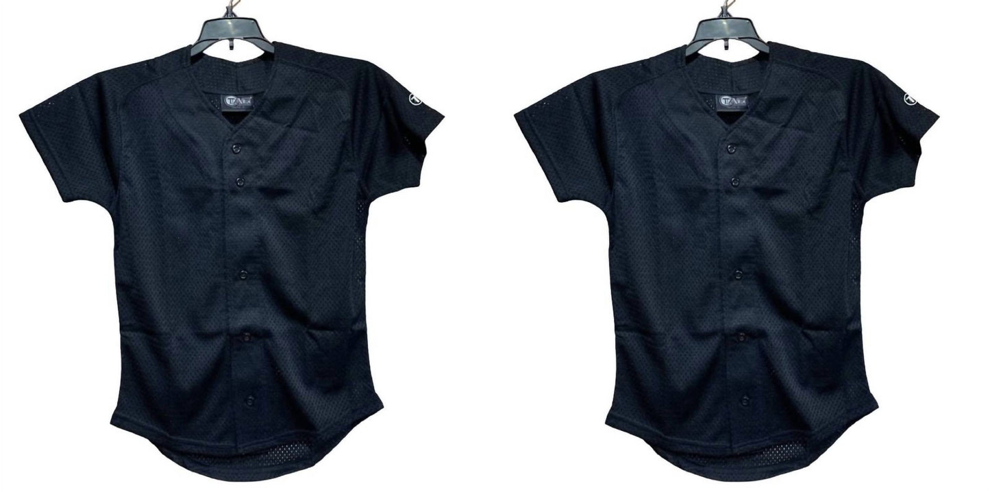 Youth Button Down Baseball Mesh Kurzarm-Trikot – 2er-Pack