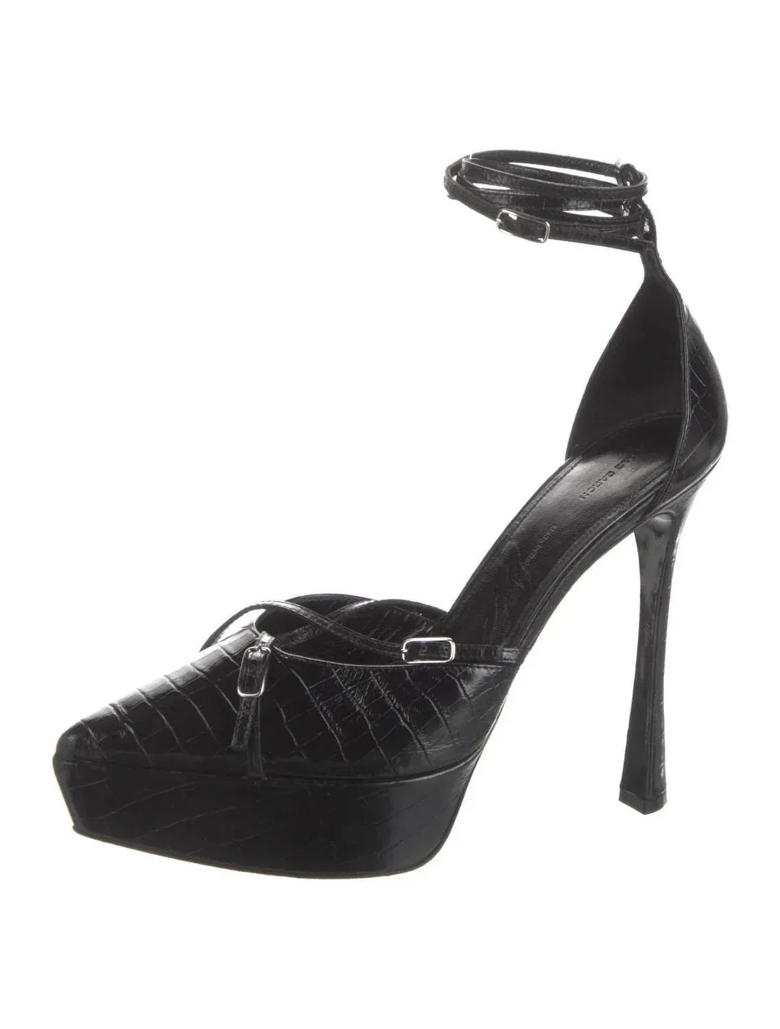 Gebrauchte Damen-D'Orsay-Pumps aus geprägtem Leder