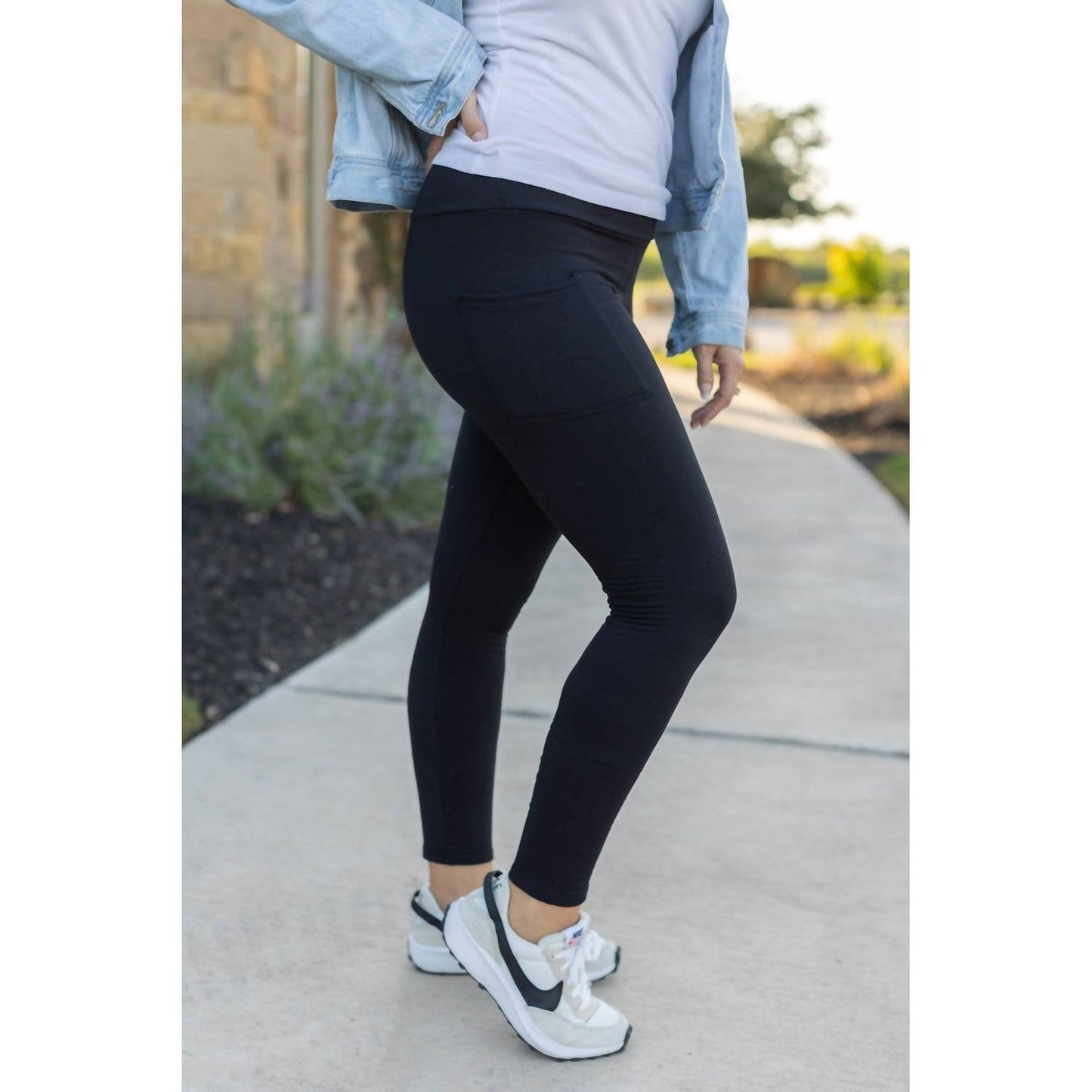 Leggings in voller Länge mit Tasche