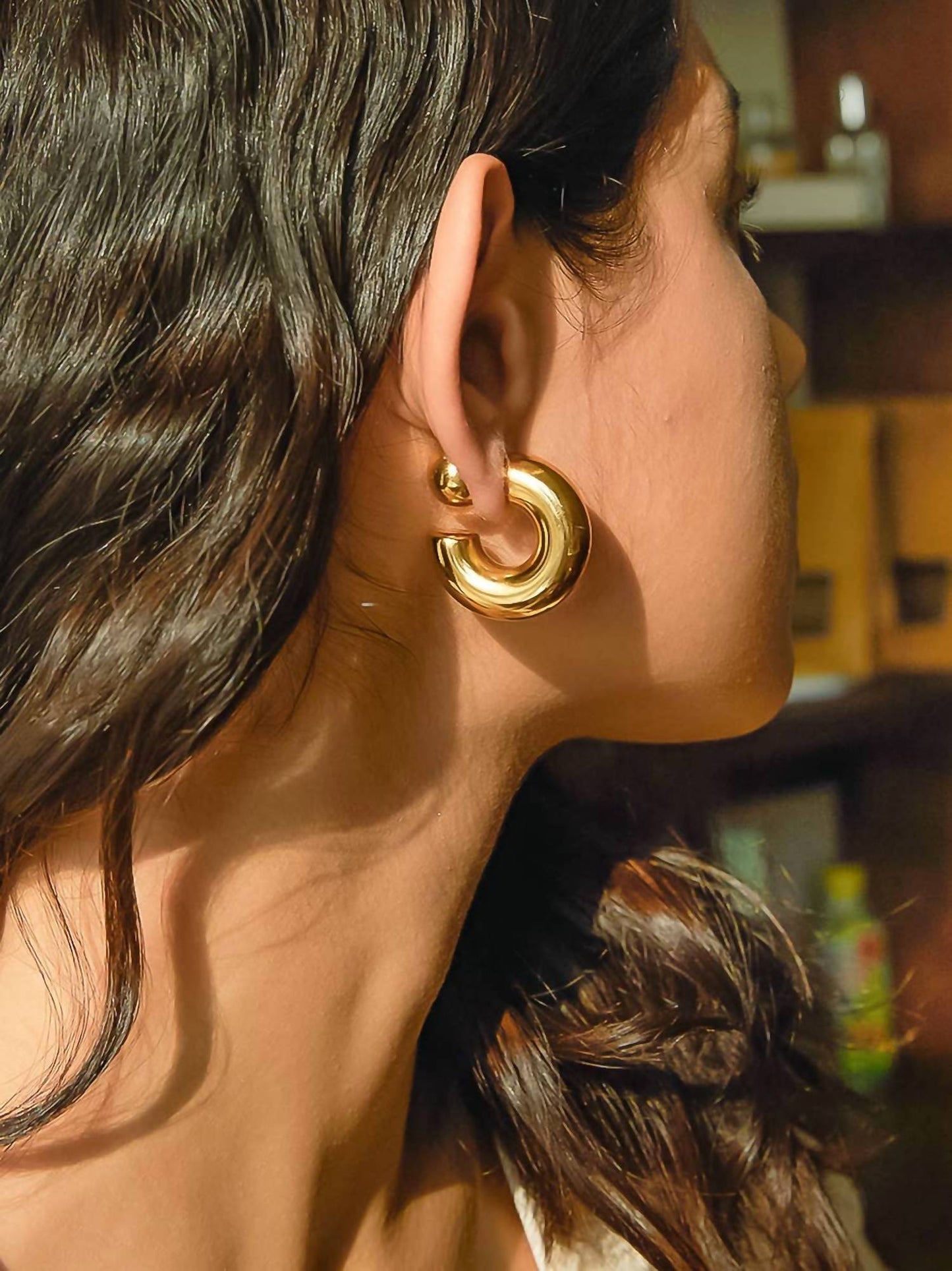 Fernanda Non-tarnish Ball C Hoop Earring