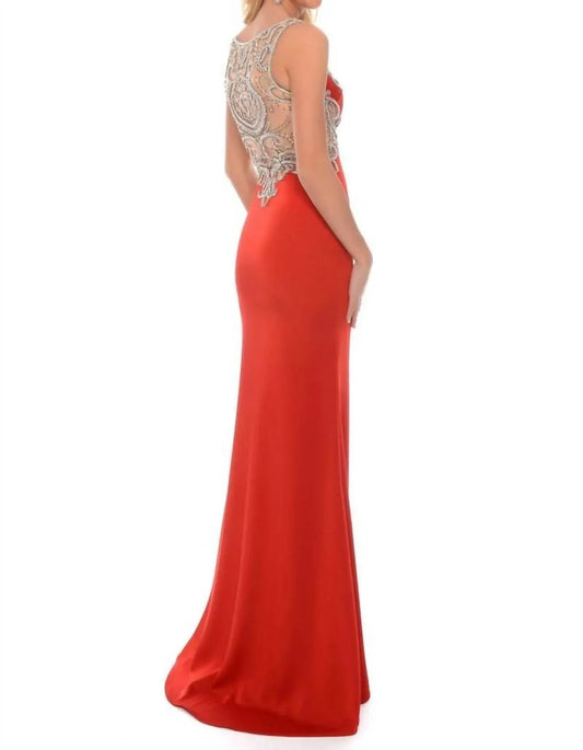 Stretch-Satin-Kleid mit hohem Schlitz