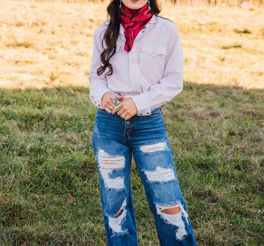 Audrey Striped Snap Shirt