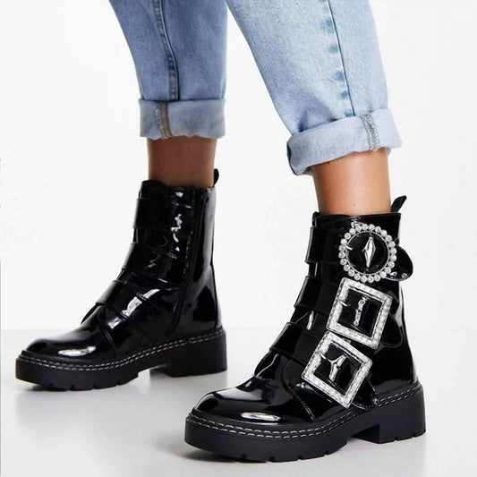 Women's Rhinestone Buckle Boots
