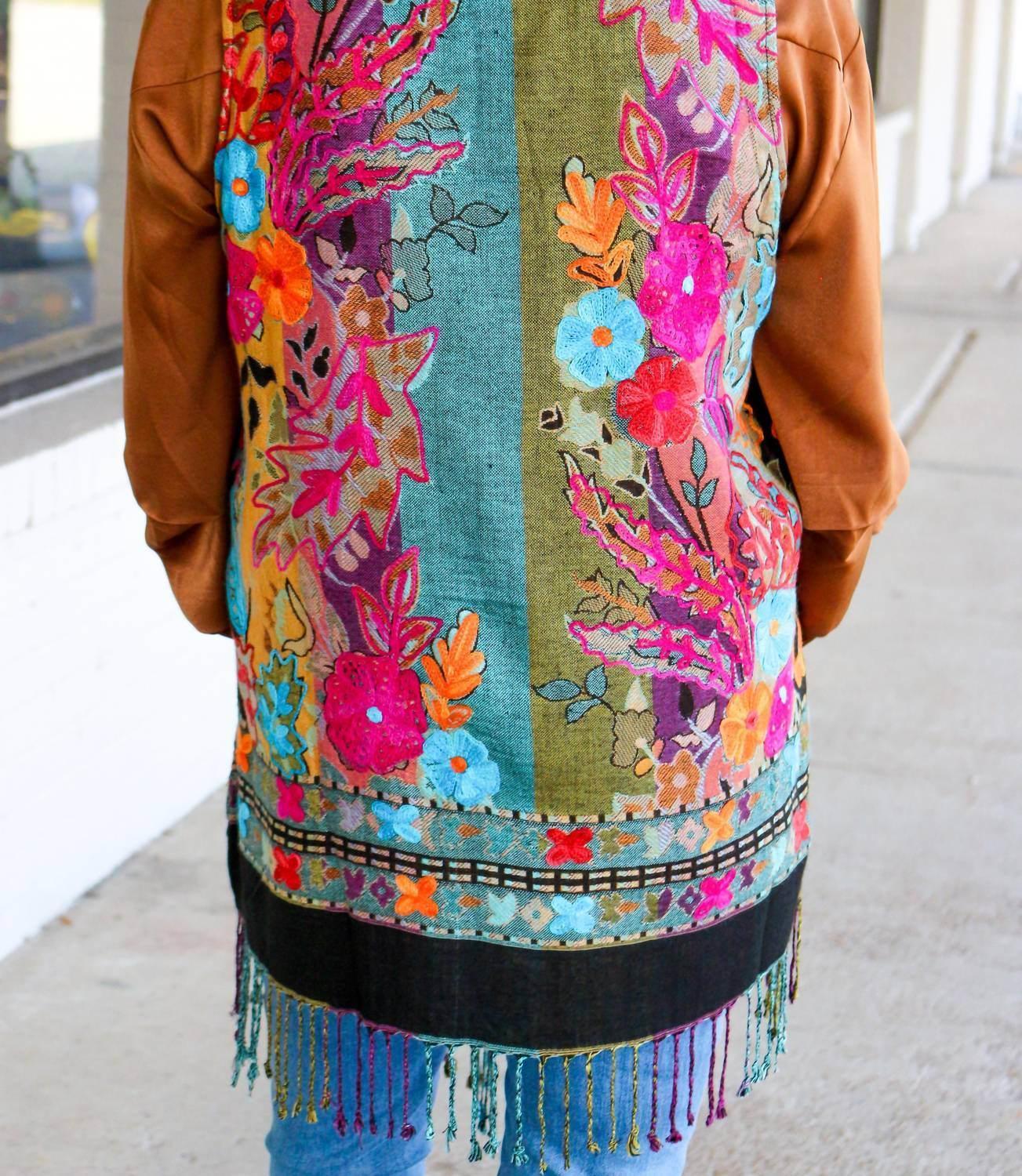 Bunter Kimono, mehrfach wendbar mit Blumenmuster