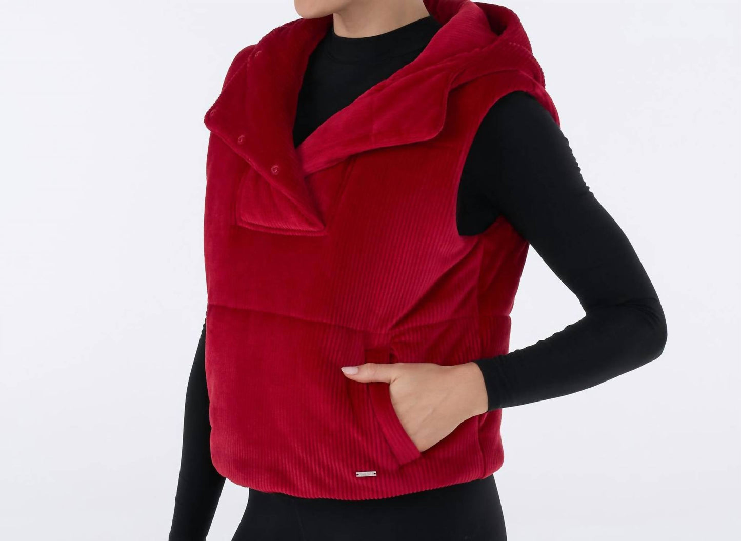 Ribbed Velour Puffer Vest