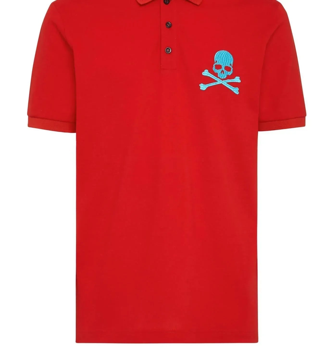 Embroidered Skull Bones Graphic Polo Shirt