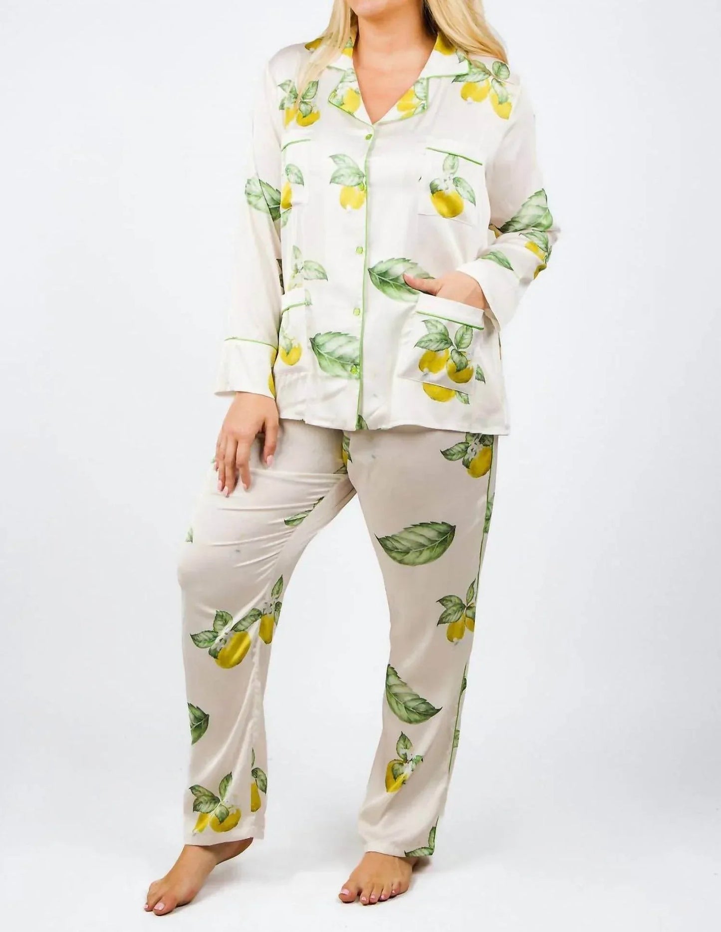 Zitronen-Pyjama-Set – Große Größen