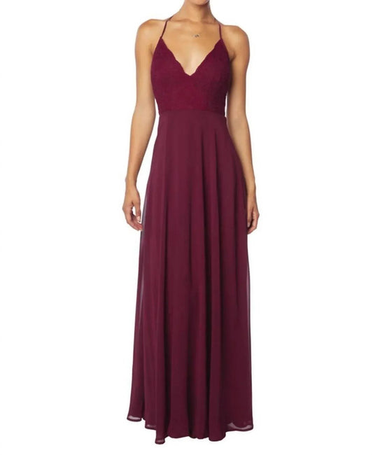Corded Lace Crisscross Chiffon Bridesmaid Dress