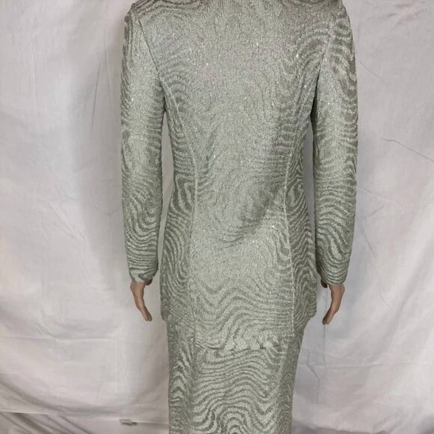 Women's Metallic Knit Skirt And Cardigan Set
