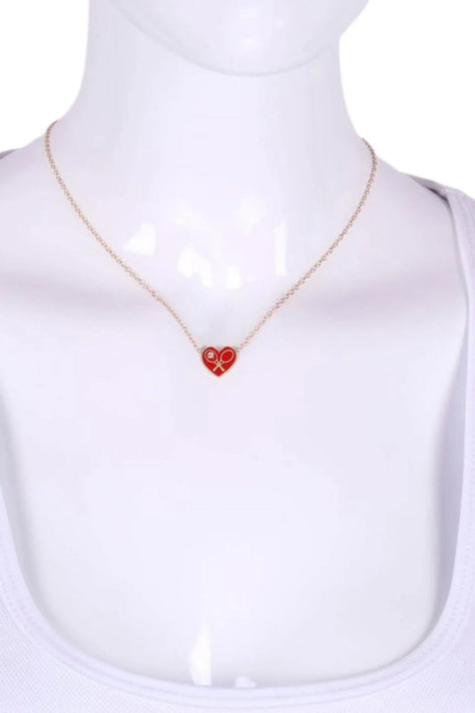Women's Enamel Heart Diamond Necklace
