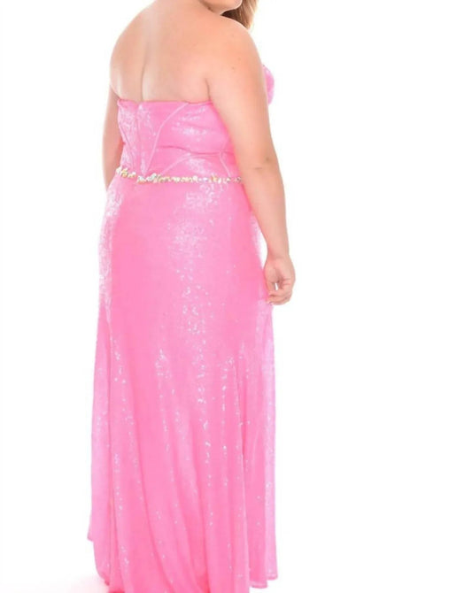 Langes Meerjungfrauenkleid mit Pailletten und Schlitz