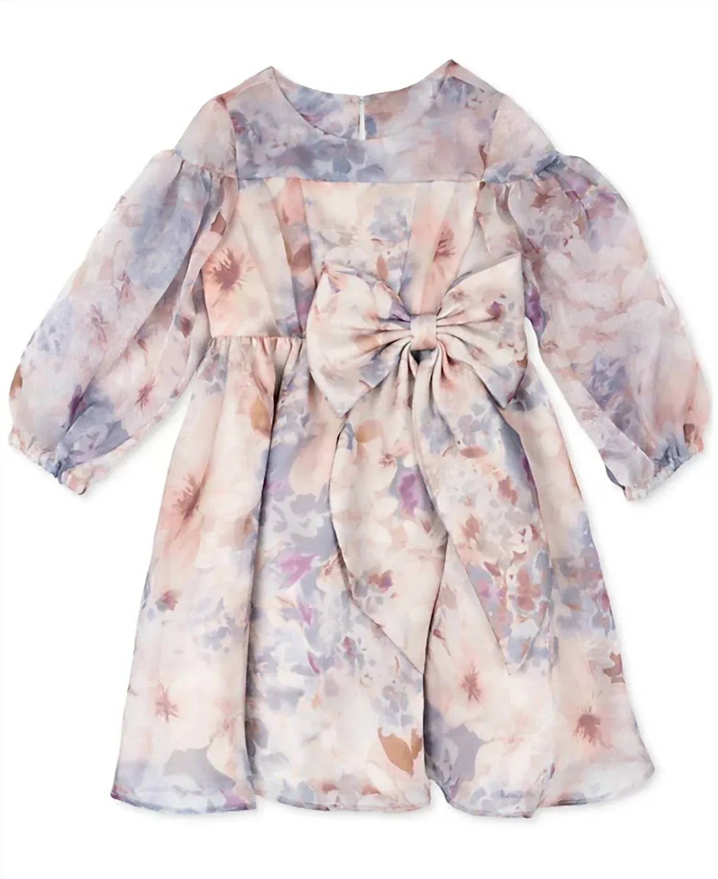 Kleid aus floraler Organza mit Ballonärmeln für Kleinkinder und kleine Mädchen