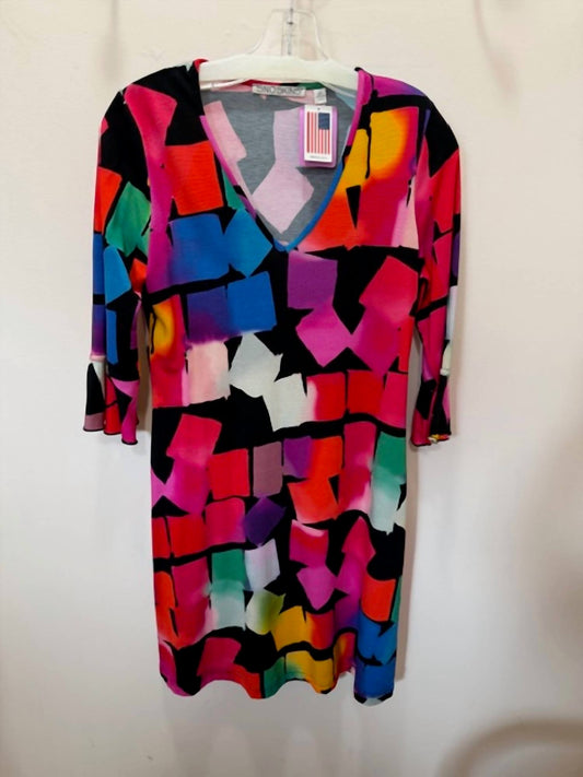 Women's Cubes Bell Sleeve Dress