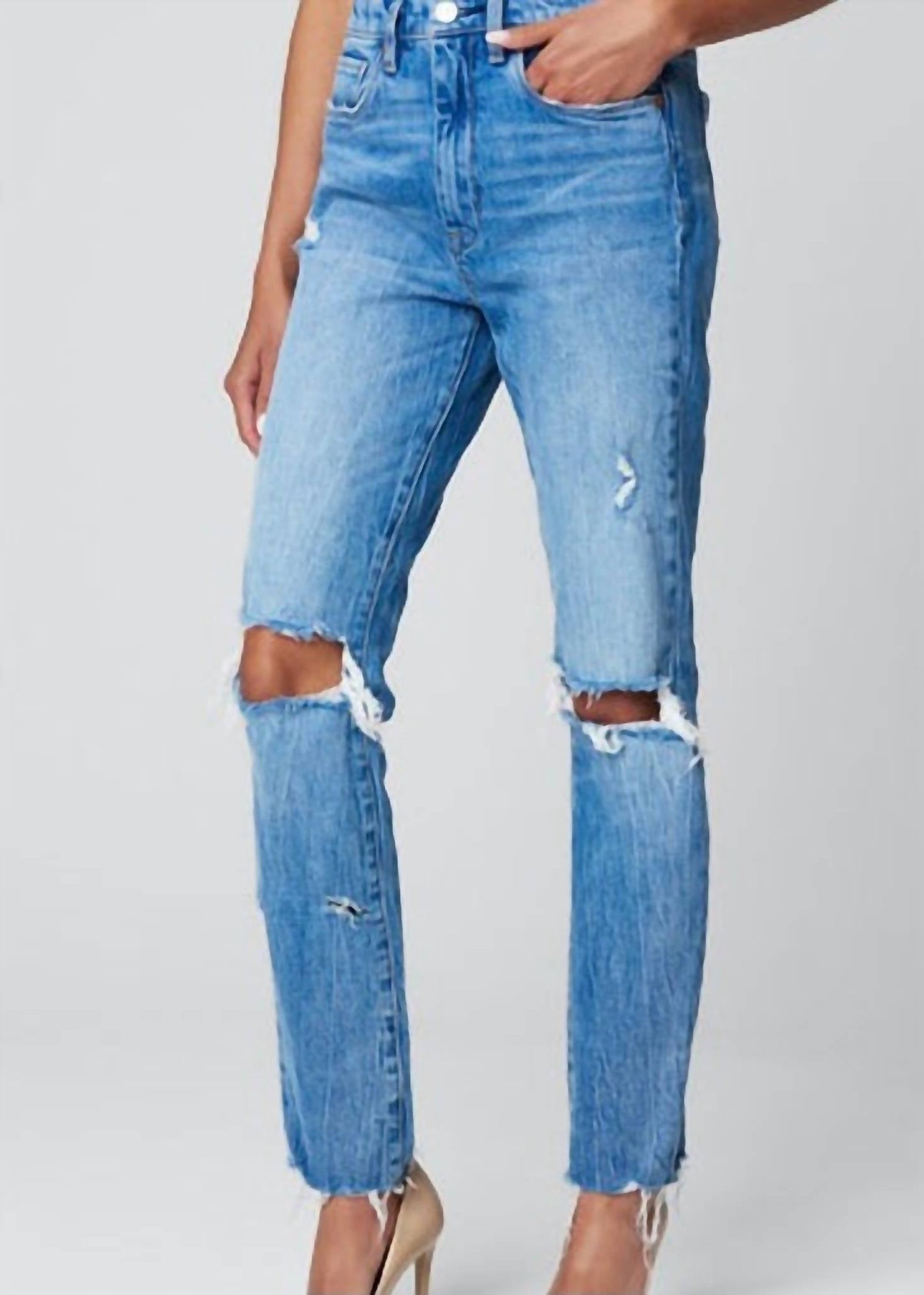Distressed Straight Jeans