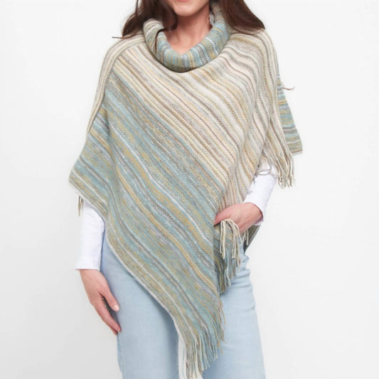 Tiya Gestreifter Poncho mit Trichterausschnitt