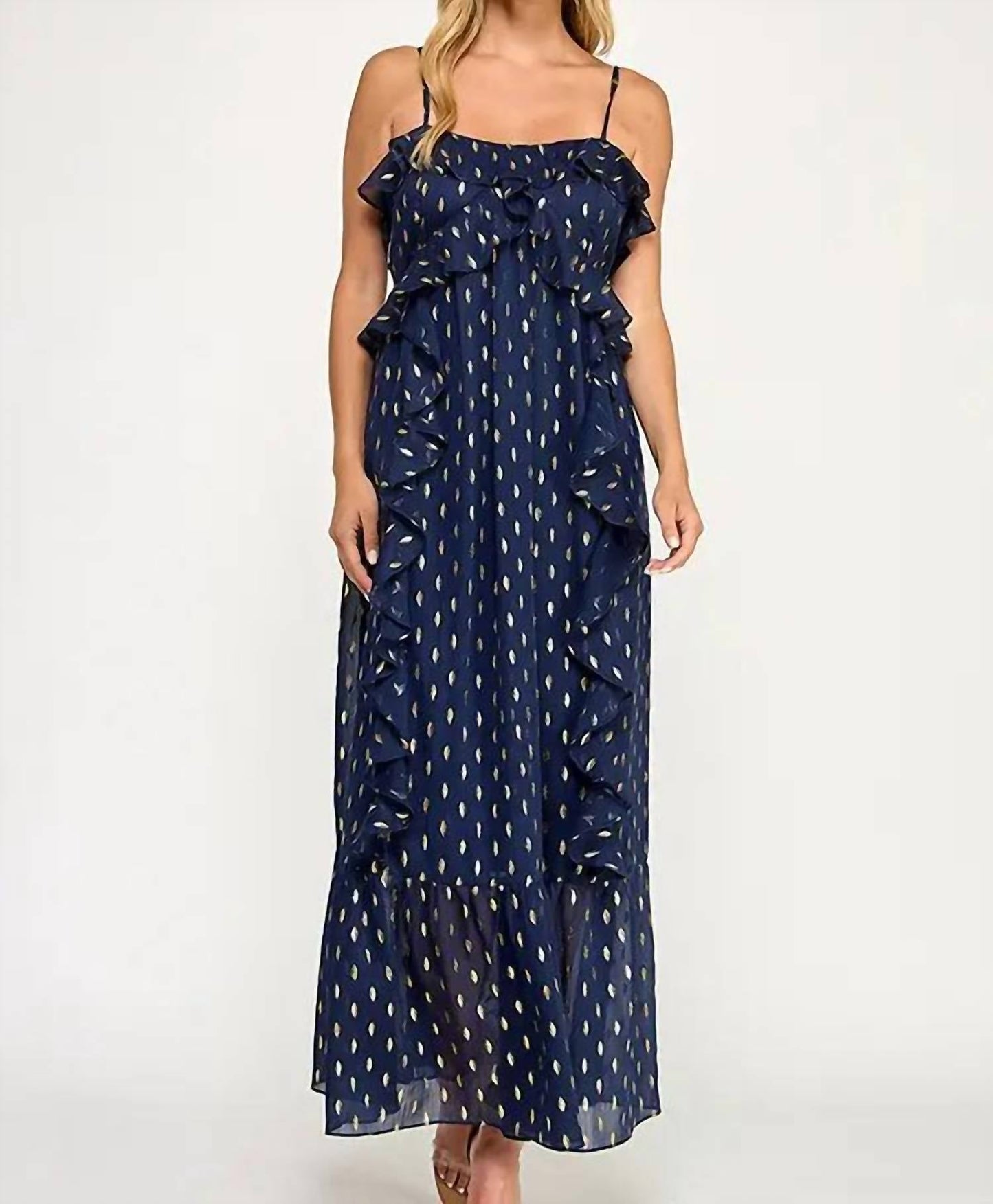 Maxikleid aus Chiffonfolie mit Musterdruck