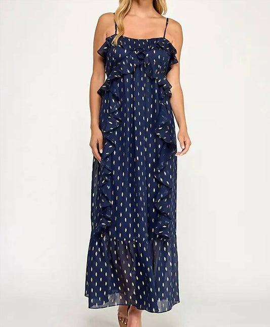 Chiffon Foil Pattern Print Maxi Dress
