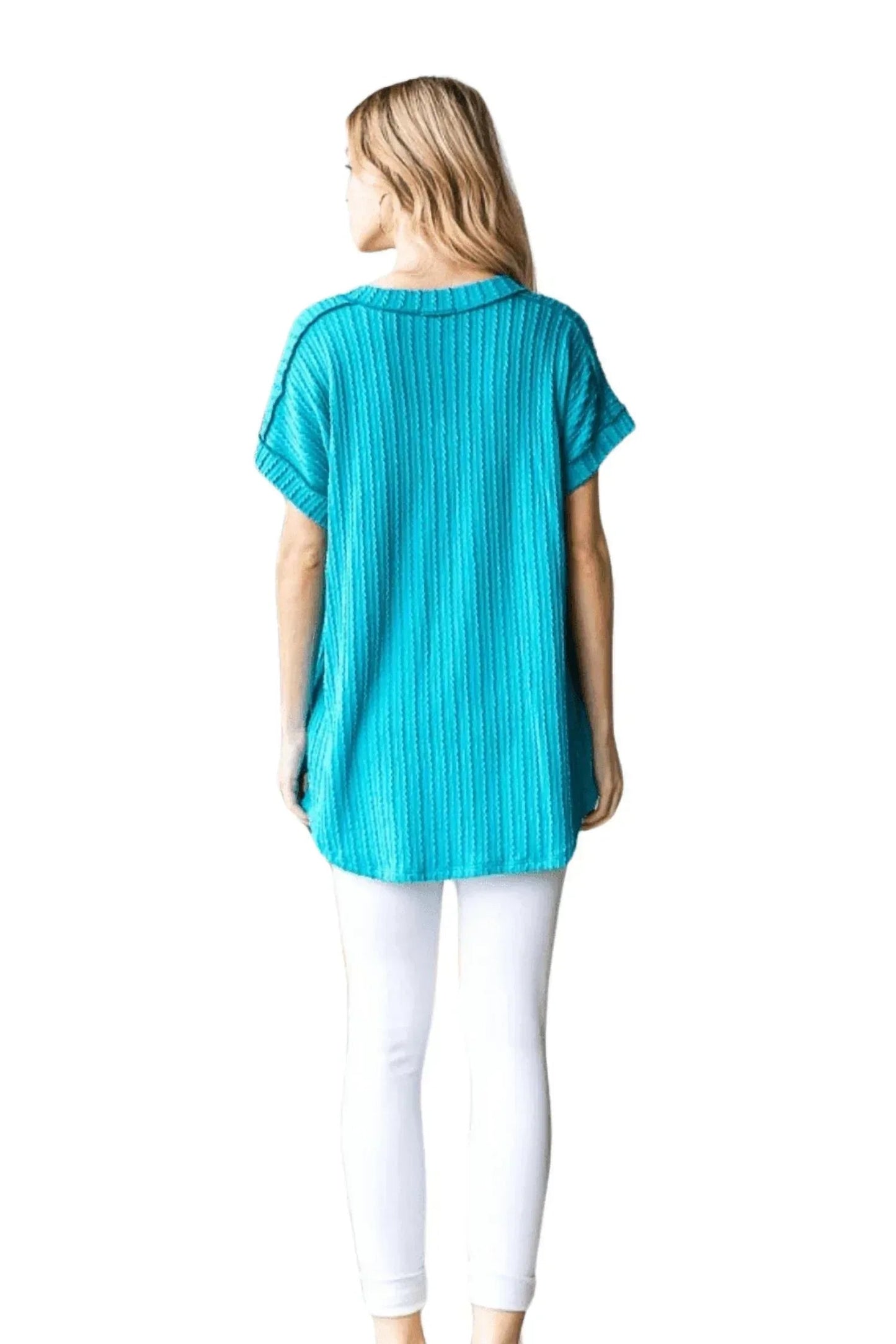 Ribbed V-neck Top