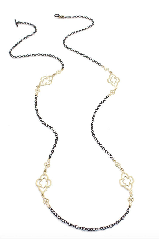 Women's Old World Heraldry Scroll Station Cable Chain Necklace