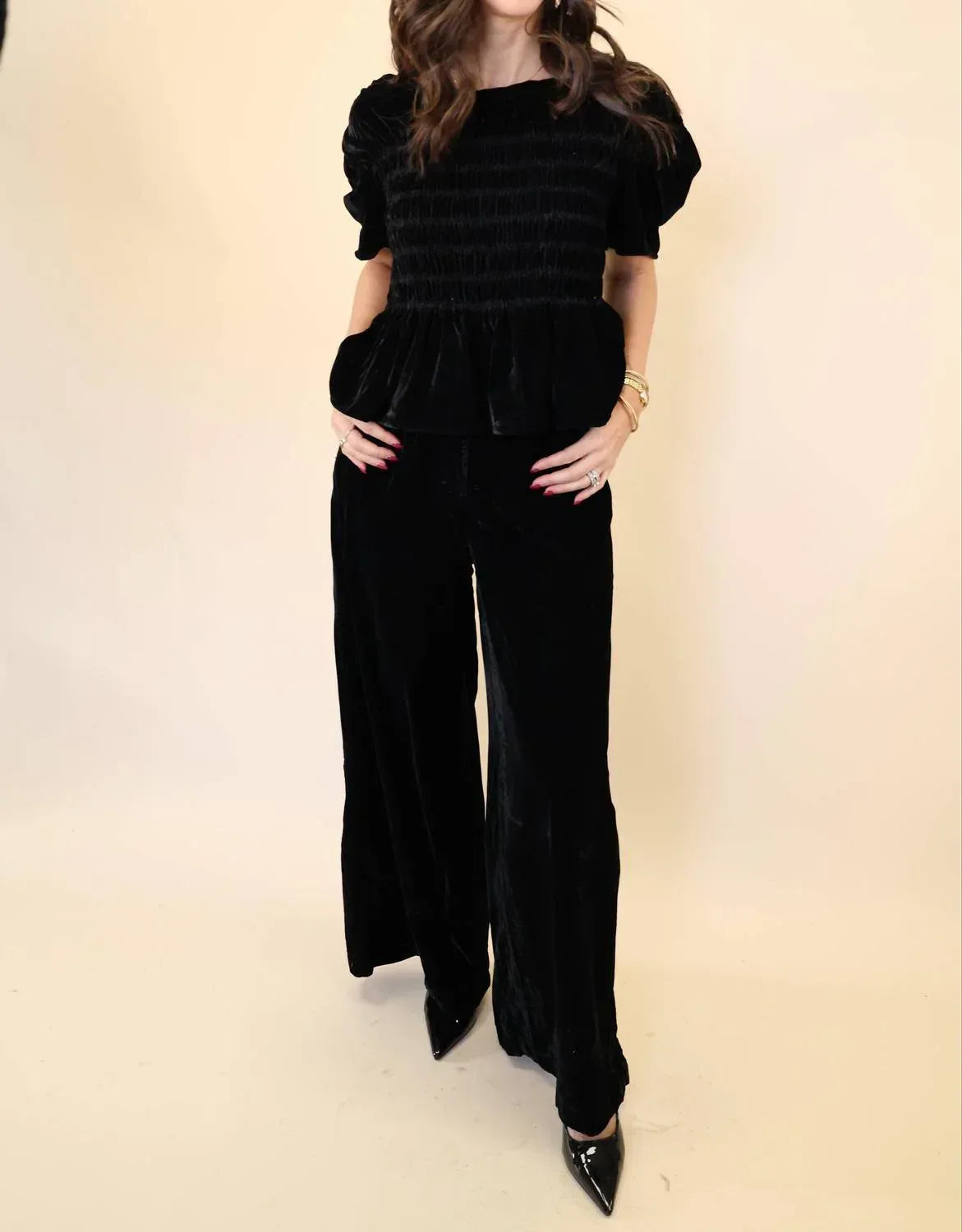 Forrest Stretch-Samt-Top