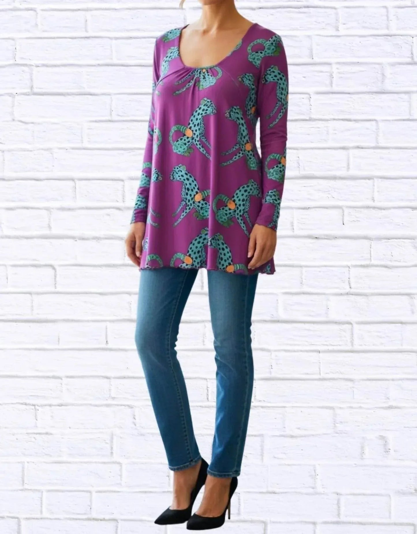 Sibella Pleated Front Long Sleeve Blouse