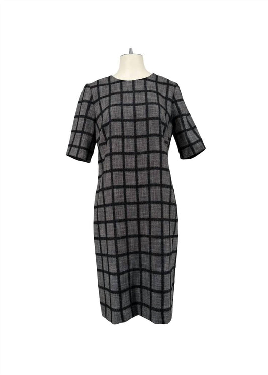 Women's Short Sleeve Check Midi Dress