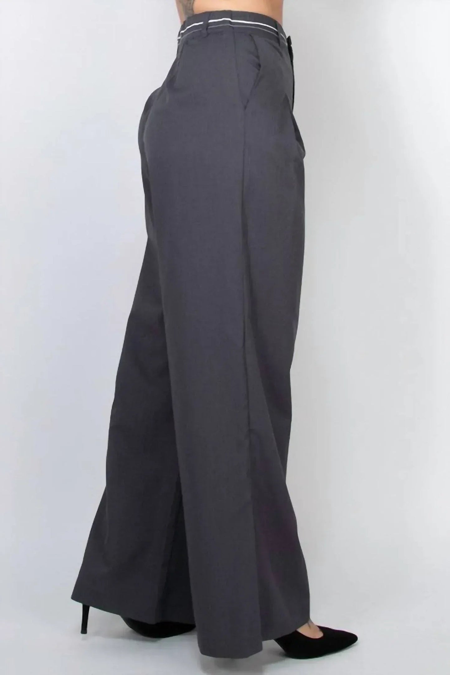 Pintuck Woven Wide Leg Pants