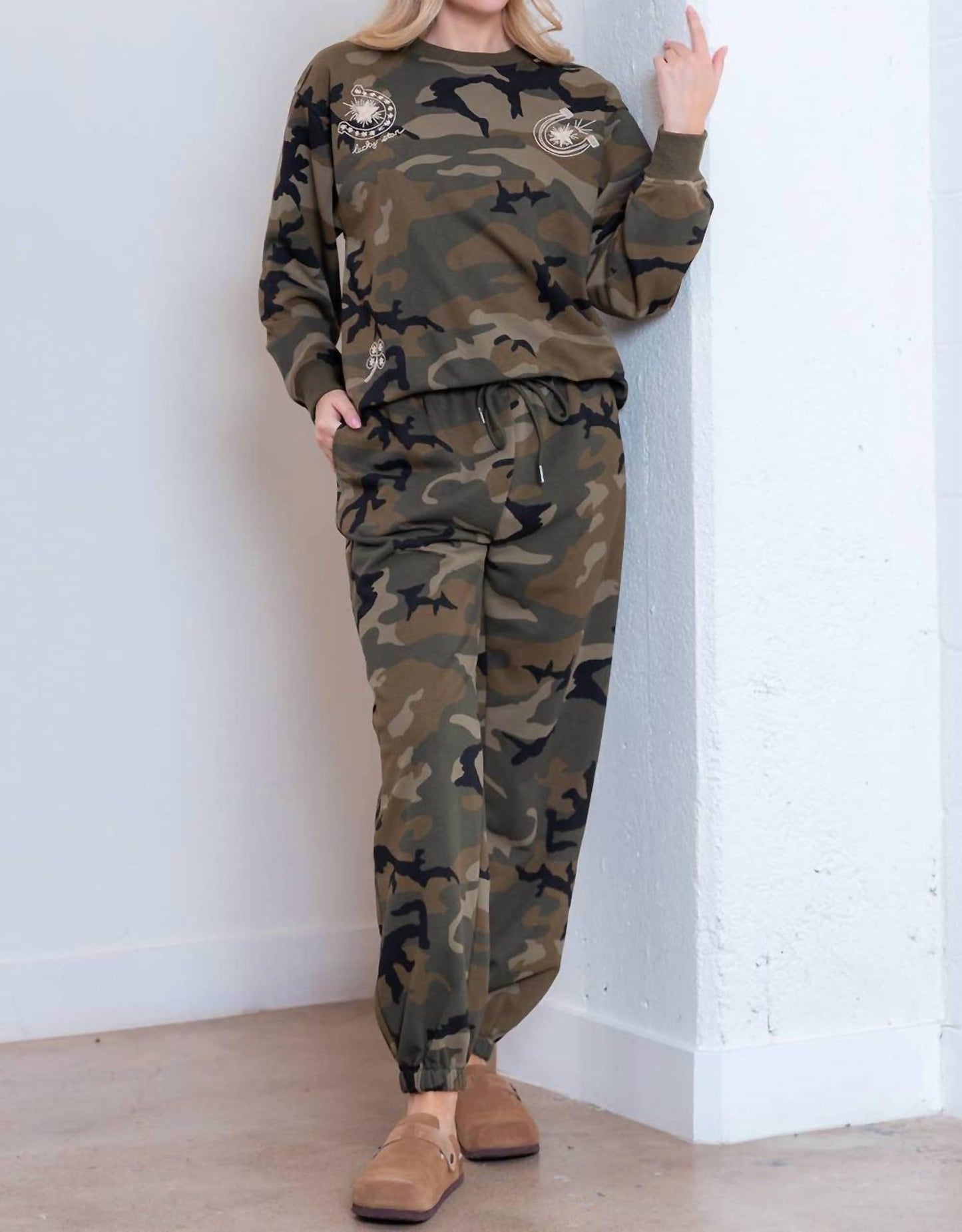 Bedrucktes Stick-Sweatshirt