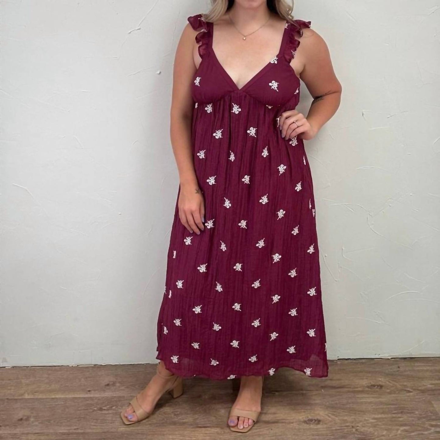 Floral Embroidered Midi Dress