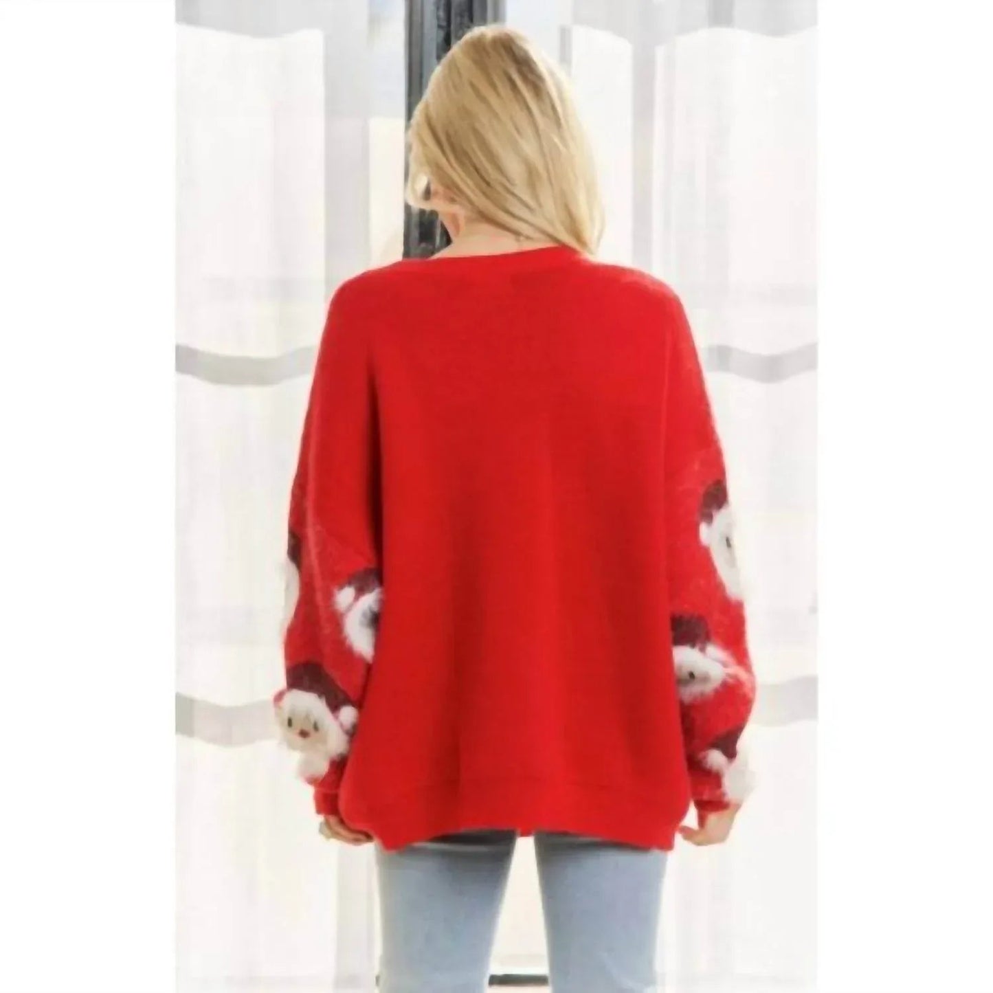 Weihnachtsmann-Plüschpullover mit langen Ärmeln