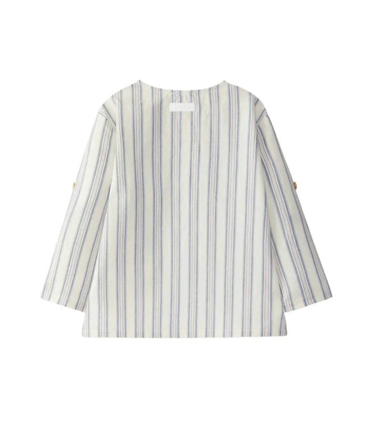 Boy's Mandarin Collar Striped Shirt