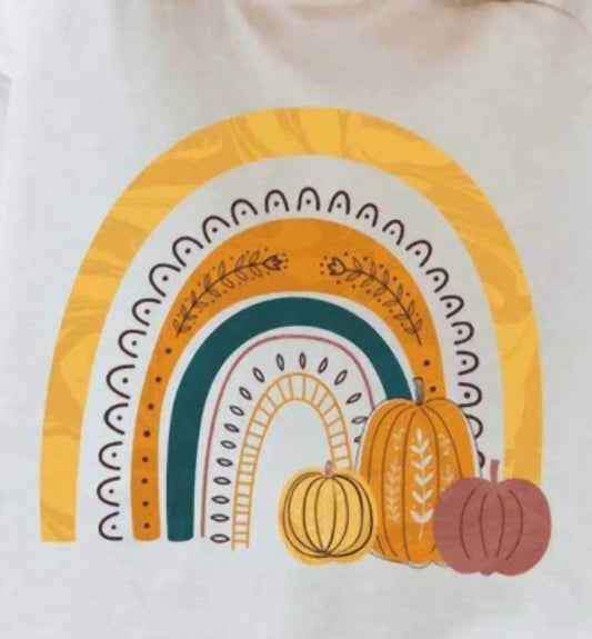 Mädchen Regenbogen Kürbis T-Shirt