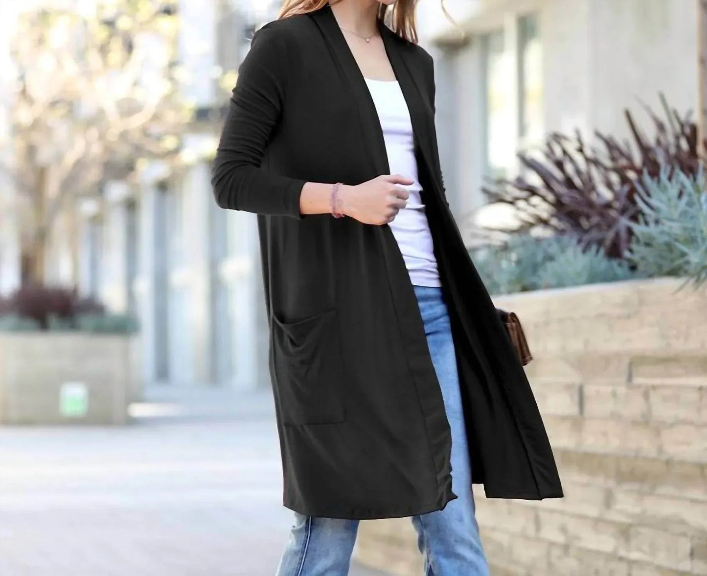 Microfiber Open Cardigan