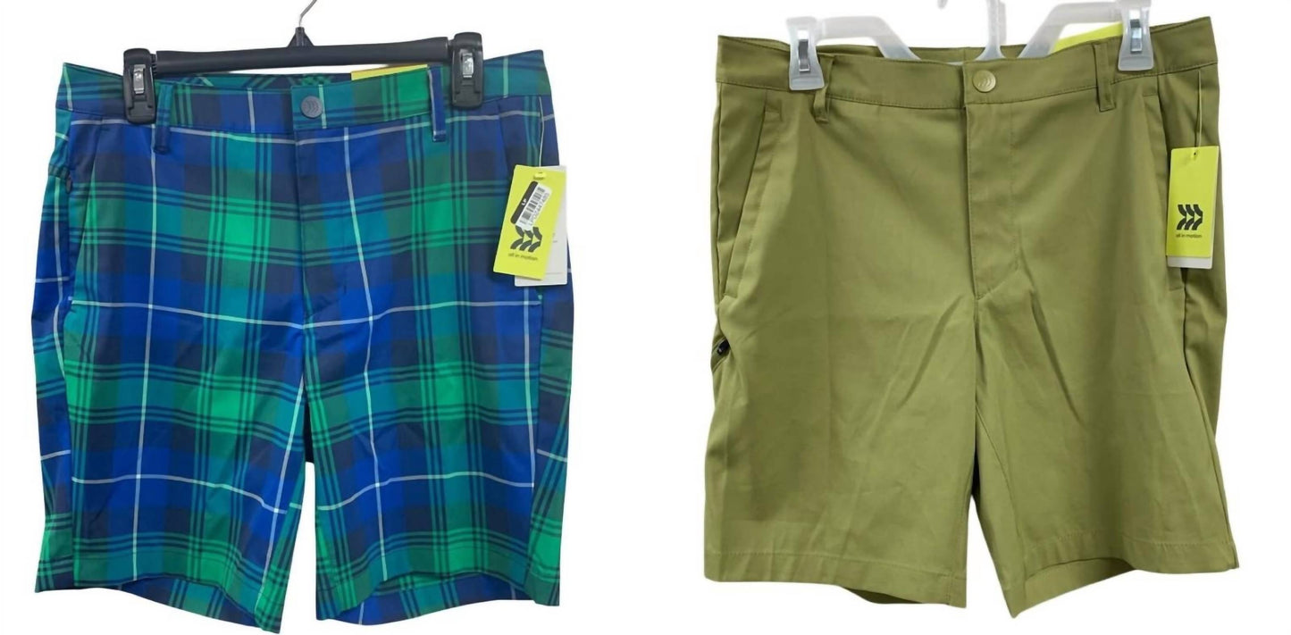 Herren Quick Dry Feuchtigkeitsableitende Golf-Shorts mit sicherer Tasche – 2er-Pack