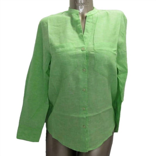 Women's Long Sleeve Neru Neck Button Up Shirt