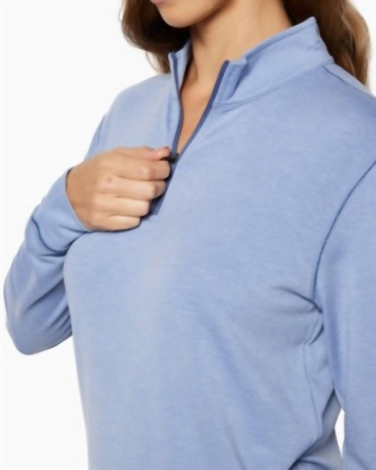 Damen-Seidenfleece-Pullover mit kurzem Reißverschluss