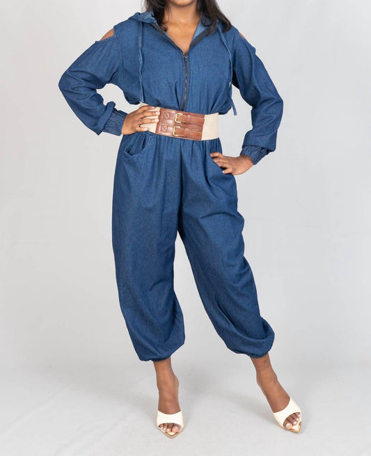 Kapuzen-Jeans-Jumpsuit