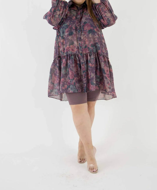 Floral Voile Tunic Top - Plus Size