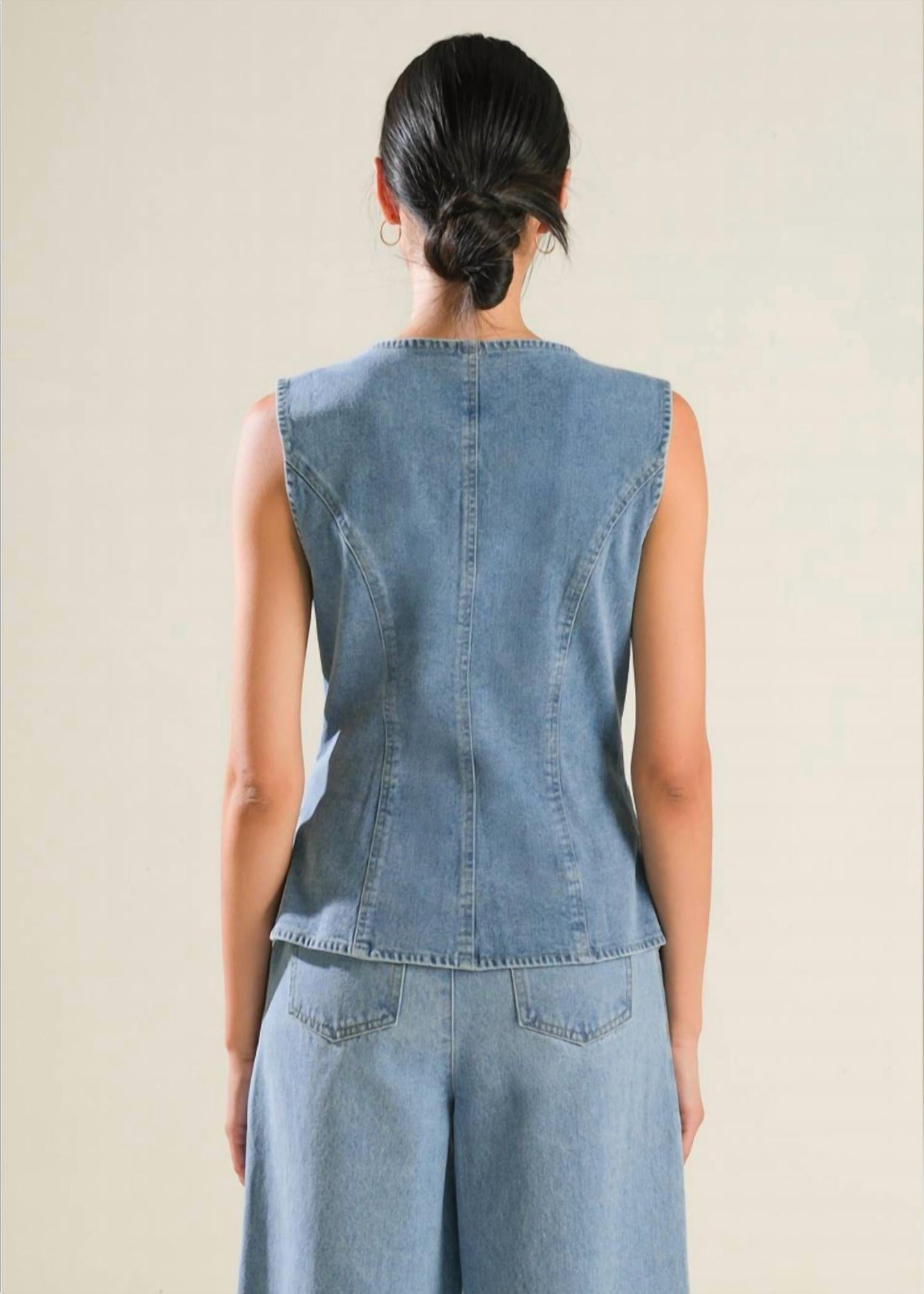 Denim Button Down Front Vest