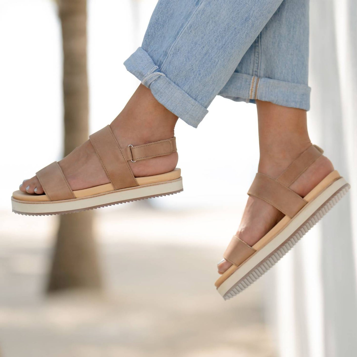 Damen Flatform 2.0 Leder-Sandale