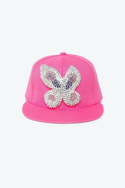 Women's Crystal Buterfly Fitted Cap