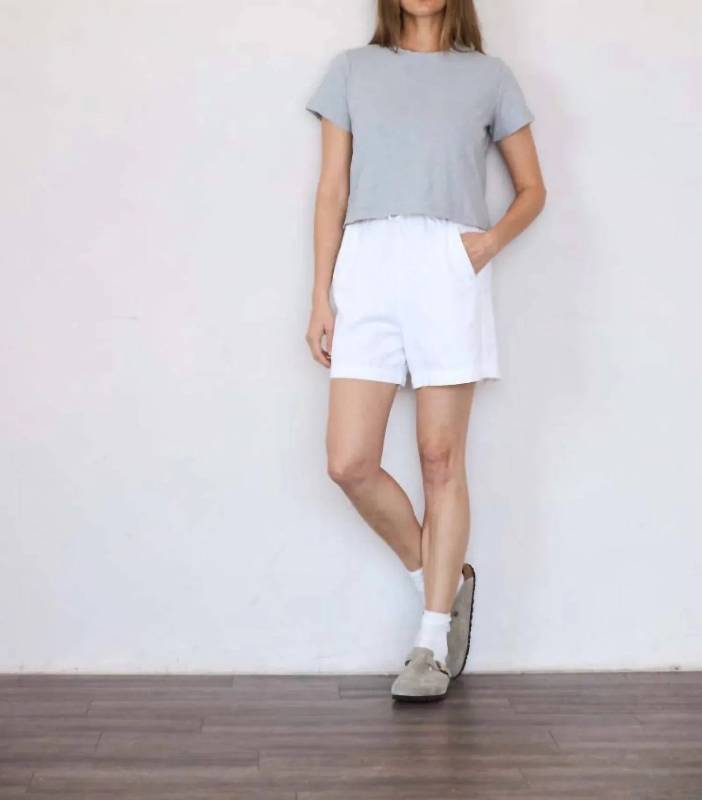 Round Neck Short Sleeves Crop Tee