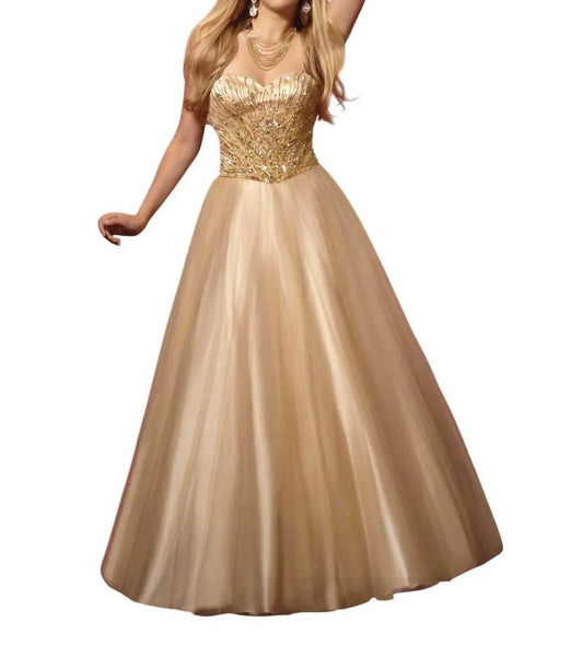 Beaded Bodice Tulle Ball Gown