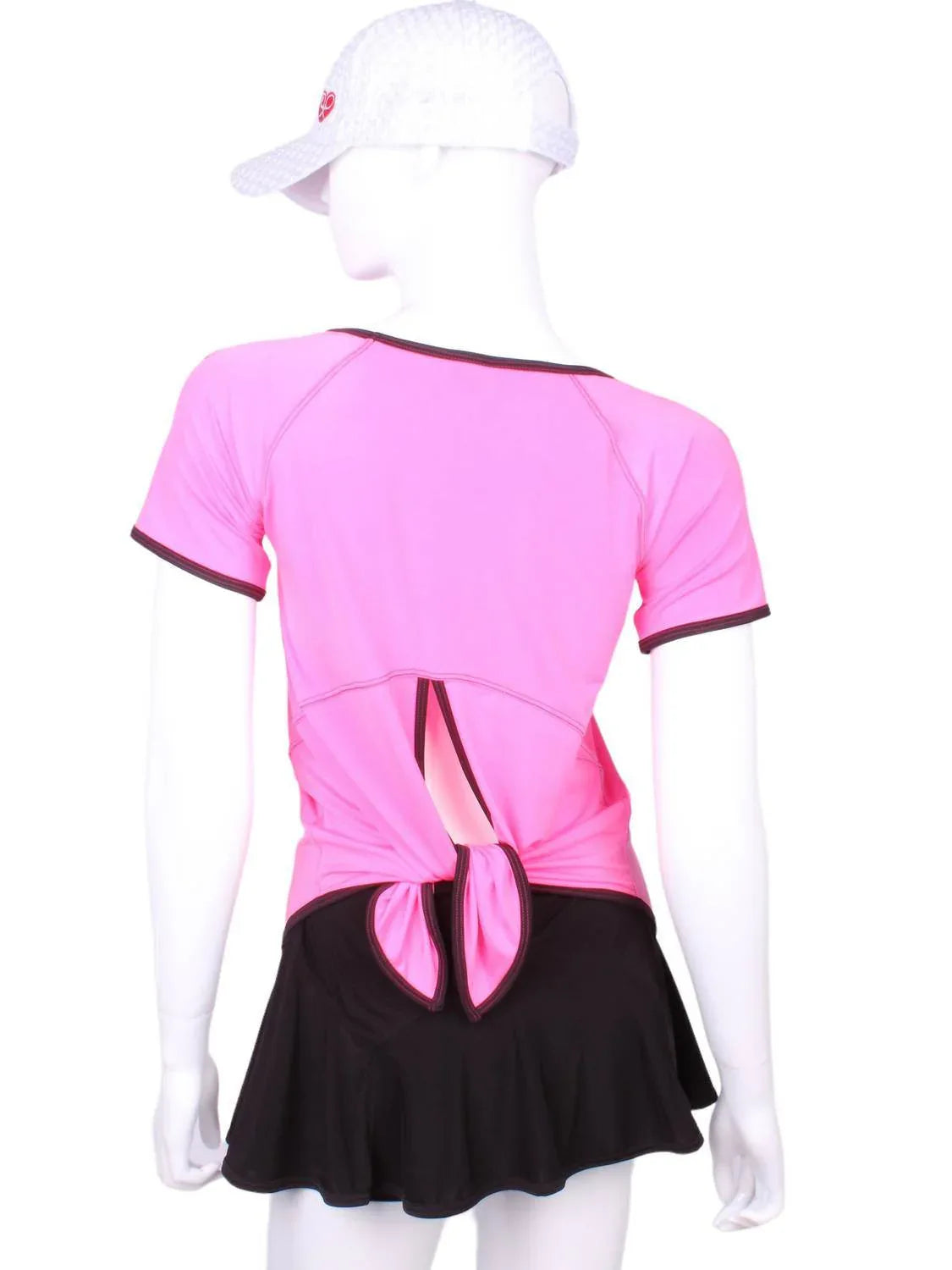 Damen-Tennis-T-Shirt mit kurzen Ärmeln und Bindedetail am Rücken