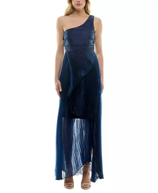 Asymmetric One Shoulder Pleated Organza Gown