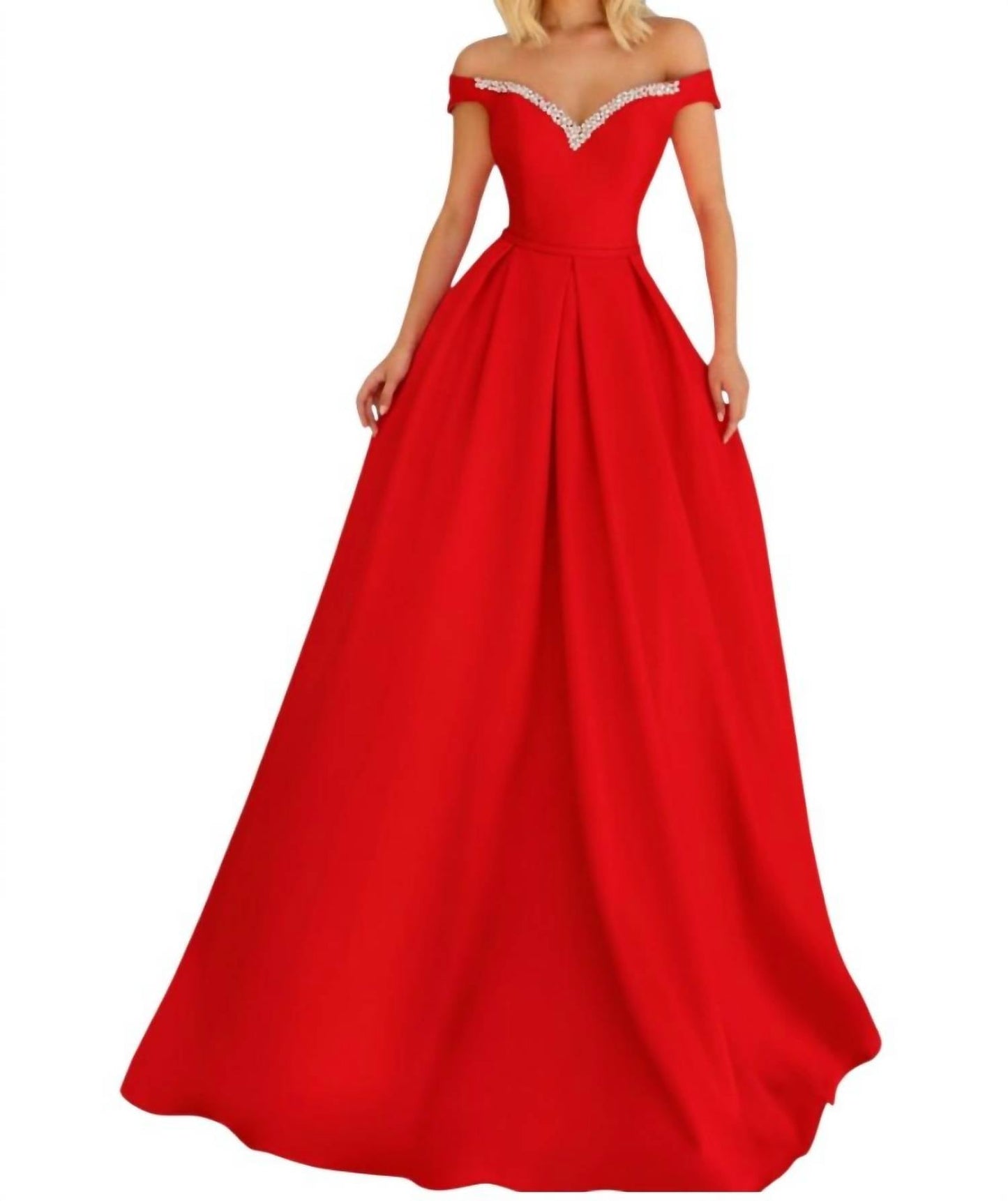 Off-shoulder Fit and Flare Maxi Dress
