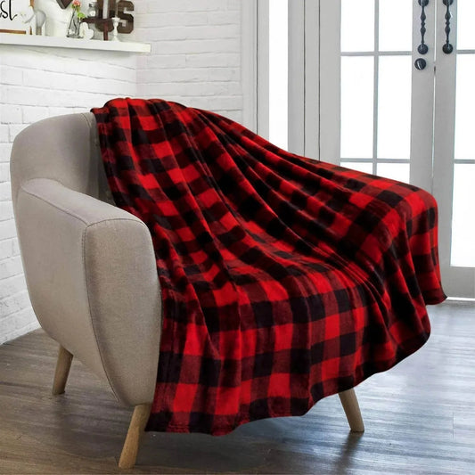 Buffalo Check Plaid Plush Fleece Blanket Throw