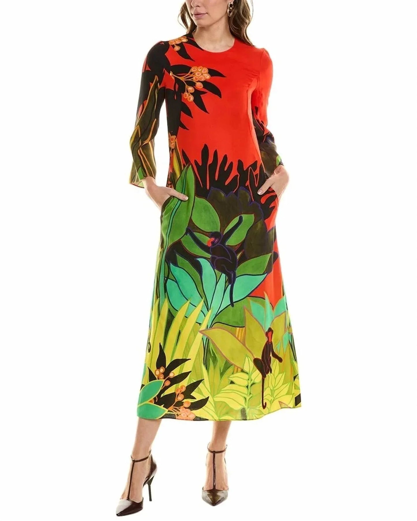 Maxikleid aus bedruckter Seide